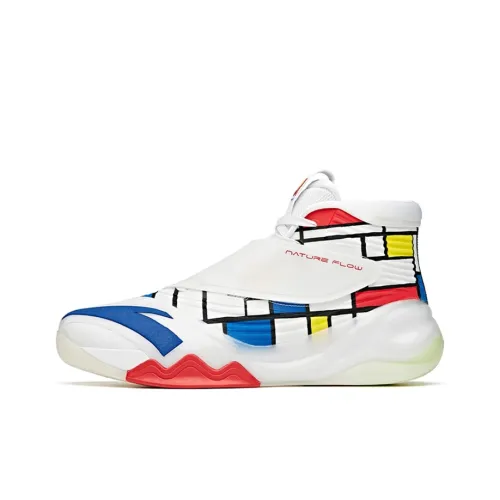 Anta KT6 'Third Jersey' Plaid Cushioned Slip Resistant High Top Basketball Shoes Men's White Blue Red