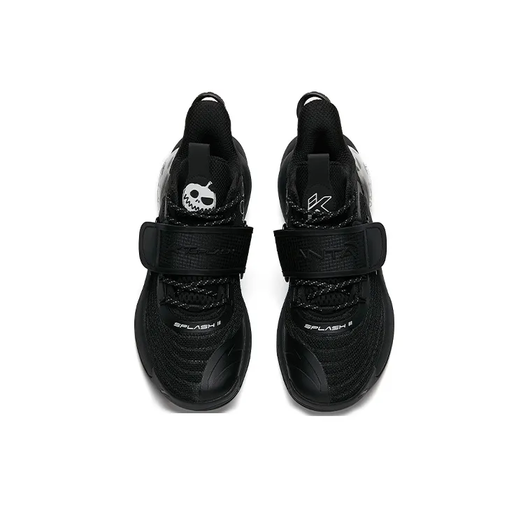 Anta Water Flower 3 Wear Resistant Slip Resistant Mid Top Performance Basketball Shoes Men's Black White-3
