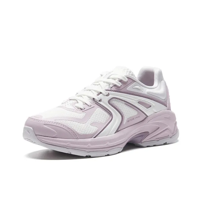 Anta Millennium Glacier Wear Resistant Low Top Chunky Sneakers Women's White Pink-1