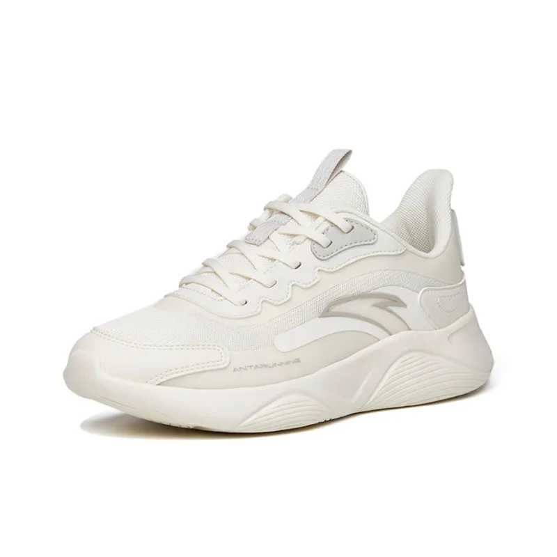 Anta Lingyun Cushioning Slip Resistant Abrasion Resistant Breathable Low Top Sprint Running Shoes Women's White Gray-1