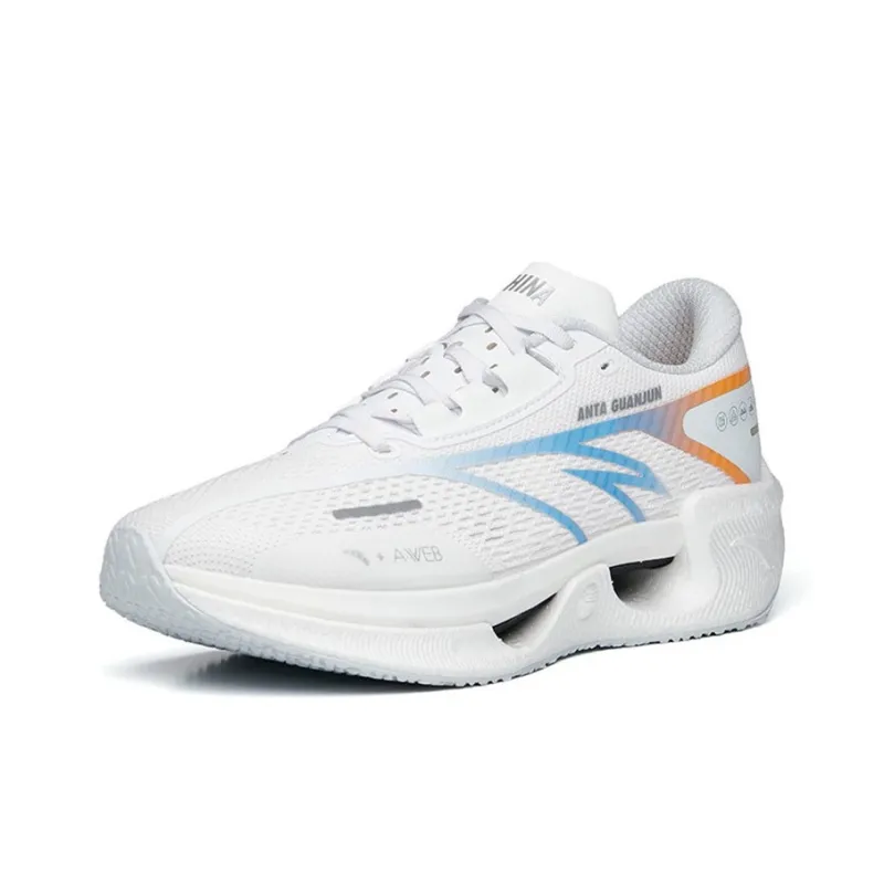 Anta Crash Wave 1 Cushioned Anti Slip Wear Resistant Breathable Lightweight Low Top Running Shoes Men's White-1