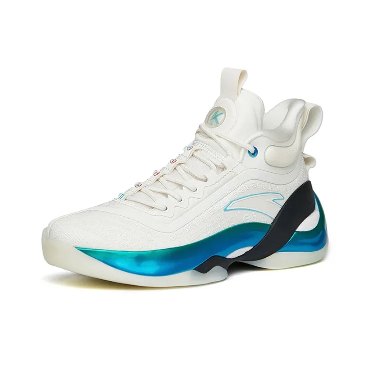Anta KT7 Cushioning Anti Slip And Wear Resistant High Top Basketball Shoes White Blue-1