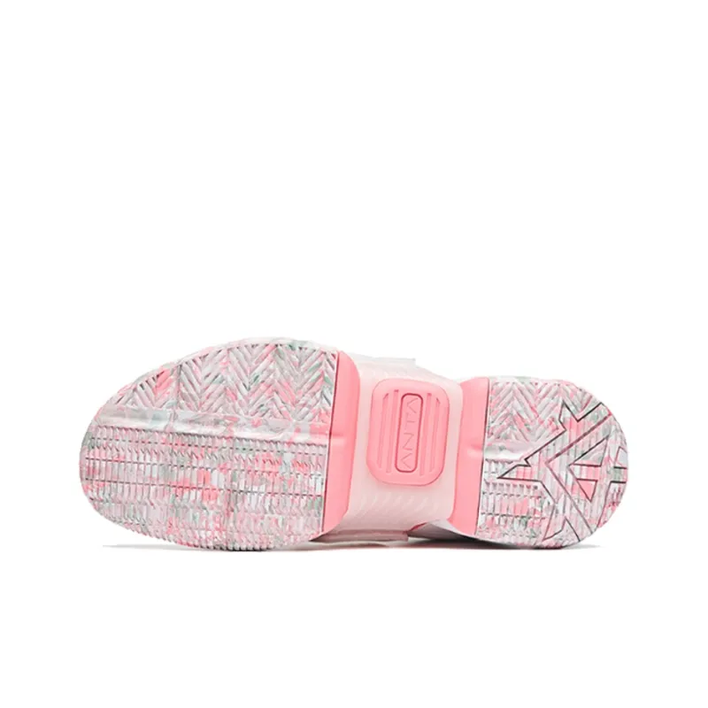 Anta Hengsao1 Cushioning Anti Slip And Wear Resistant Mid Top Performance Basketball Shoes Men's White Pink Green-4