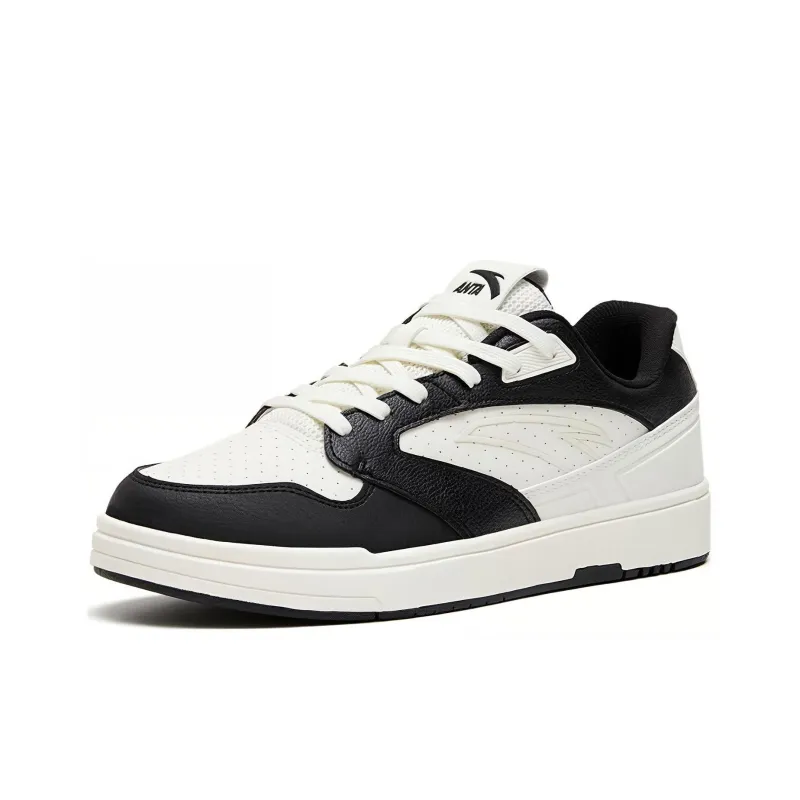 Anta Street Naughty Anti Slip Wear Resistant Low Top Skateboard Shoes Men's White Black-1