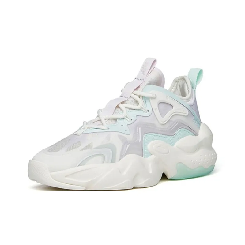 Anta Bastard Life Collection Lightweight And Wear resistant Low Top Skateboard Shoes Women's White Purple Blue-2