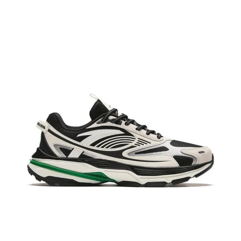 Anta Walker Durable Breathable Low Top Running Shoes Men's Black White-1