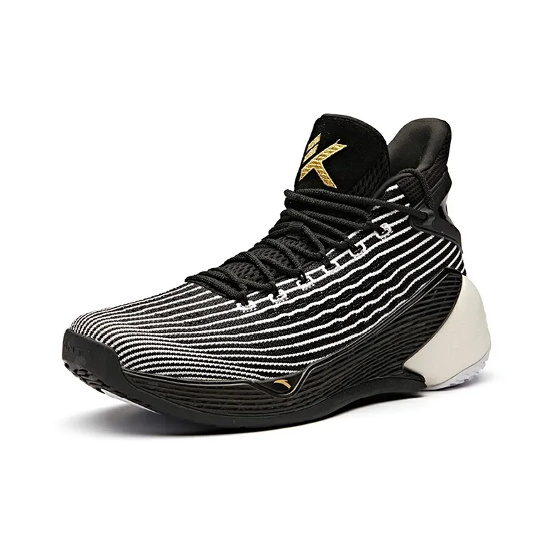 Anta KT4 Cushioning Anti-Slip And Wear-Resistant High-Top Basketball Shoes Men's Black White-2