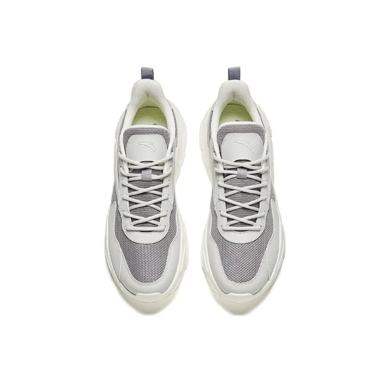 Anta Little Millennium Cushioning Wear-Resistant Low-Top Chunky Sneakers Men's White Gray-2