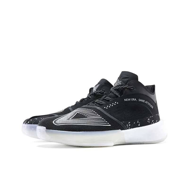 PEAK Ripple Triangle Durable Breathable Mid Top Basketball Shoes Triple Black-2