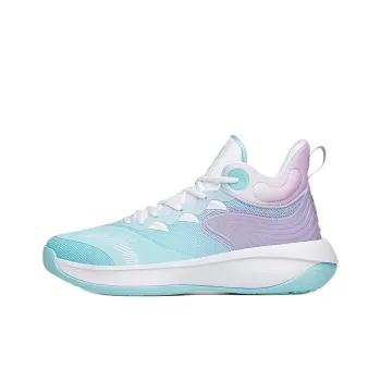 Anta Tiger Roar Cushioning Anti Slip And Wear Resistant Mid Top Basketball Shoes Blue Purple