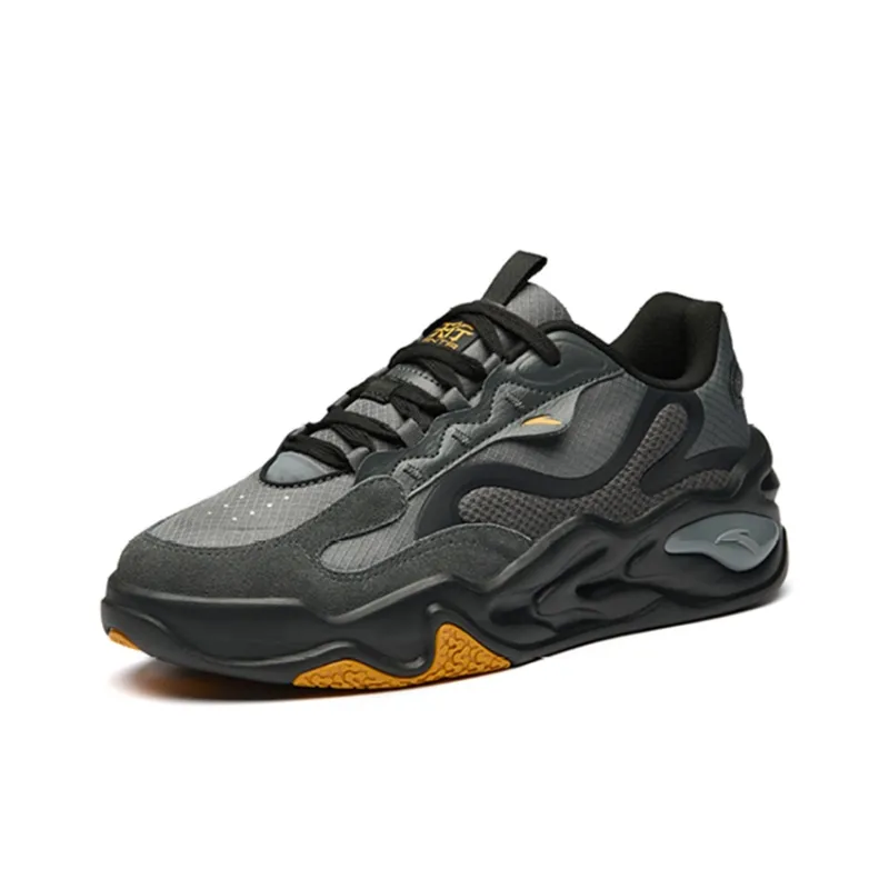 Anta Tianxing Anti Slip Wear Resistant Low Top Sports Casual Shoes Black Gray-2