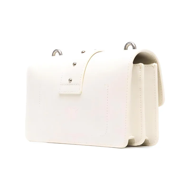 PINKO Cow Leather Shoulder Bag, Crossbody Bag Mini Women's White-2
