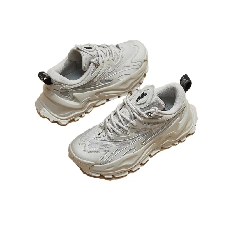 Anta Hot Cushioning Anti Slip And Wear Resistant Low Top Chunky Sneakers Women's Gray-1