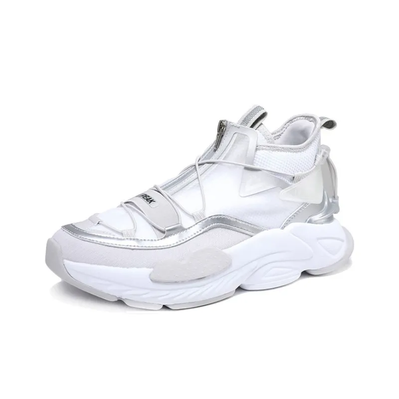 PEAK Taichi Slip Resistant High Top Running Shoes Men's White Silver-2