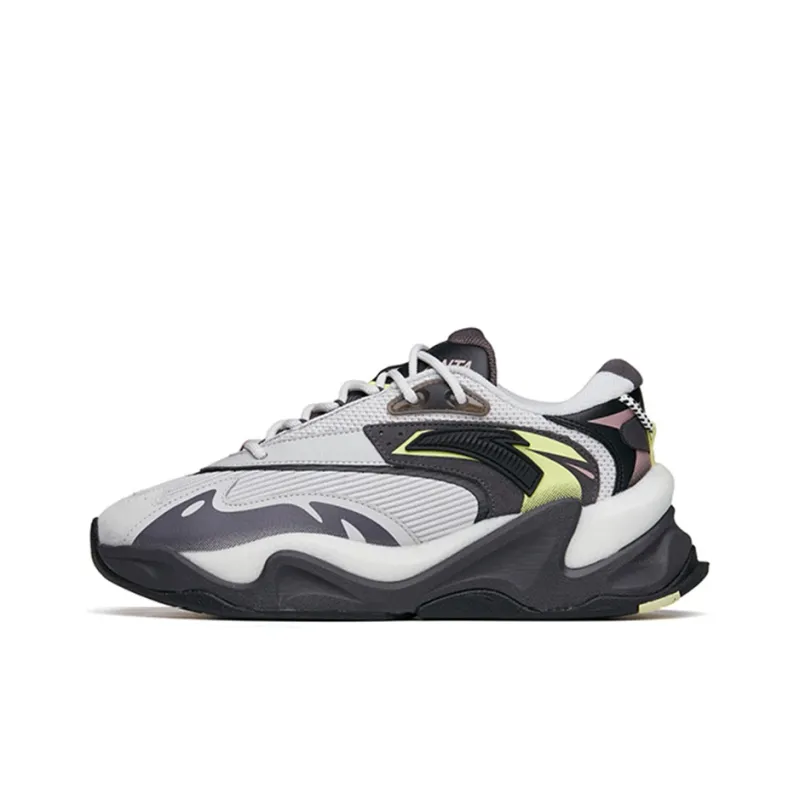 Anta Pulse Life Collection Cushioning, Slip Resistant, And Abrasion Resistant Low Top Chunky Sneakers Men's Gray-0