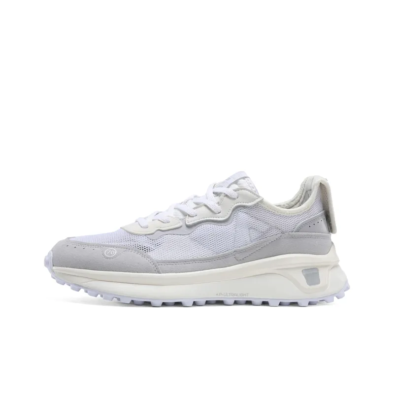 PEAK Flick 70s Shock Absorbers Slip Resistant, Abrasion Resistant, Lightweight Low Top Running Shoes Men's Gray White-0