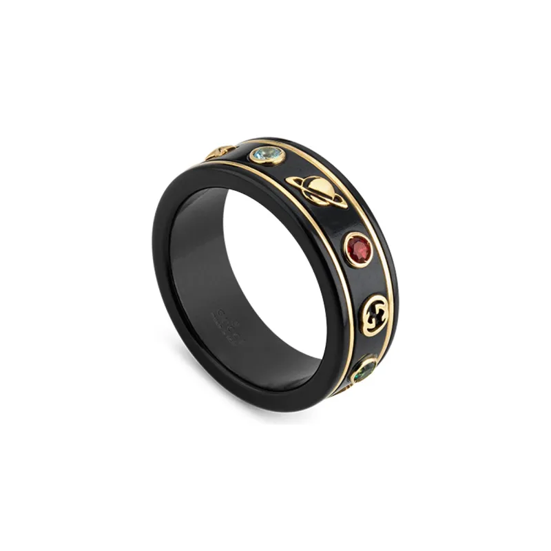 GUCCI Karat Gold Rings Unisex Black-1