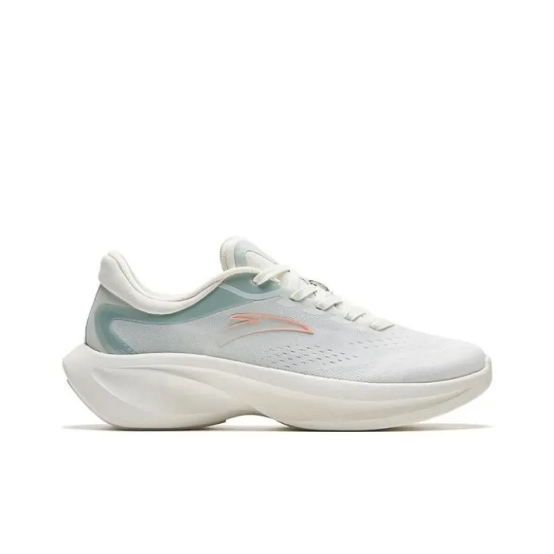 Anta Leaf 4.0 Anti Slip Wear Resistant Low Top Running Shoes Women's White Green-1