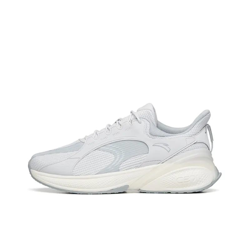 Anta C37 Series Overwhelming Breathable Low-Top Running Shoes Men's Gray White Comfortable Soft Sole-0