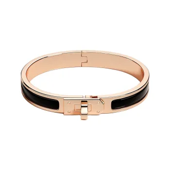 HERMES Rose Gold Plated Metal Enamel Bangles Unisex Rose Gold
