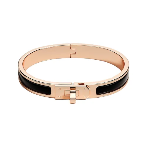 HERMES Rose Gold Plated Metal Enamel Bangles Unisex Rose Gold