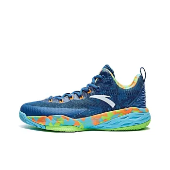 Anta Rhomboid Wear Resistant Slip Resistant Low Top Basketball Shoes Men's Blue Green