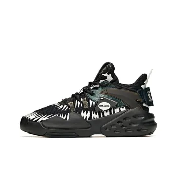 MARVEL Anta Bastard Slip Resistant Cushioning Mid Top Skateboard Shoes Black
