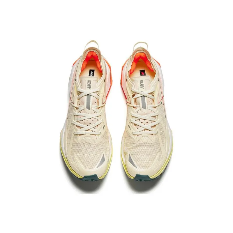 Anta Cushioned Slip-Resistant Low-Top Running Shoes Men's Yellow White-2