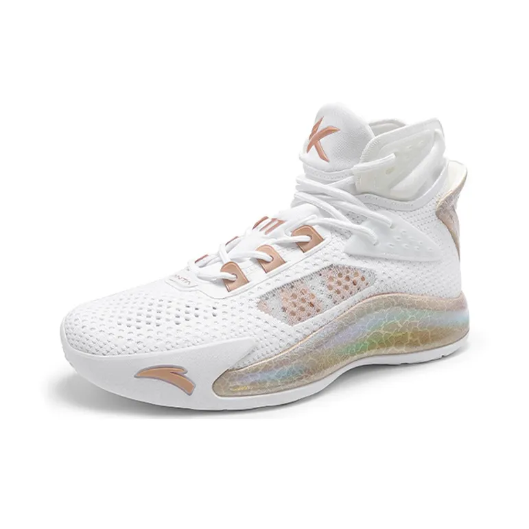 Anta Thompson KT5 Have Fun Slip Resistant And Abrasion Resistant Support High Top Basketball Shoes Men's White Gold-2