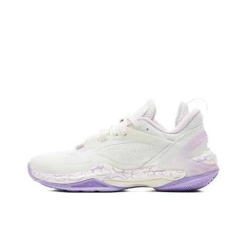 PEAK Basketball Shoes Women's Low-Top Ultra-Light White/Purple