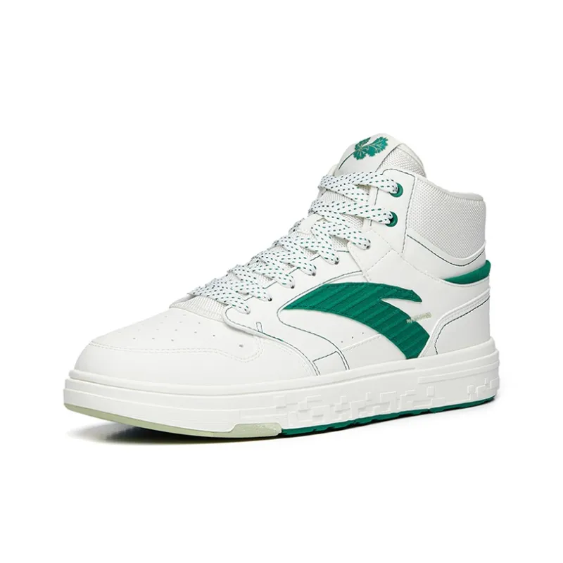 Anta Street Naughty High Top Skateboard Shoes Men's White Green-1