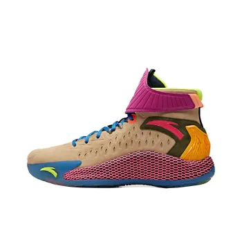 ANTA Kt5 Basketball Shoes Men High Top Dusty Gray/Cool Gray/Neon Green/ANTA Purple