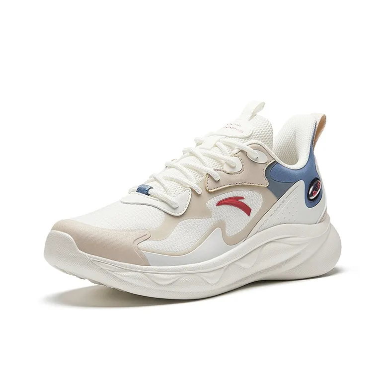 Anta Sheepskin Abrasion Resistant Low Top Running Shoes Men's Ecru-1