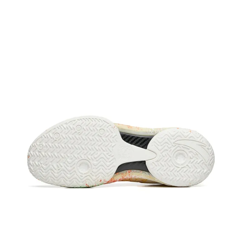 Anta Shock Wave 4 Wear Resistant Slip Resistant Low Top Performance Basketball Shoes Men's White Multicolor-4