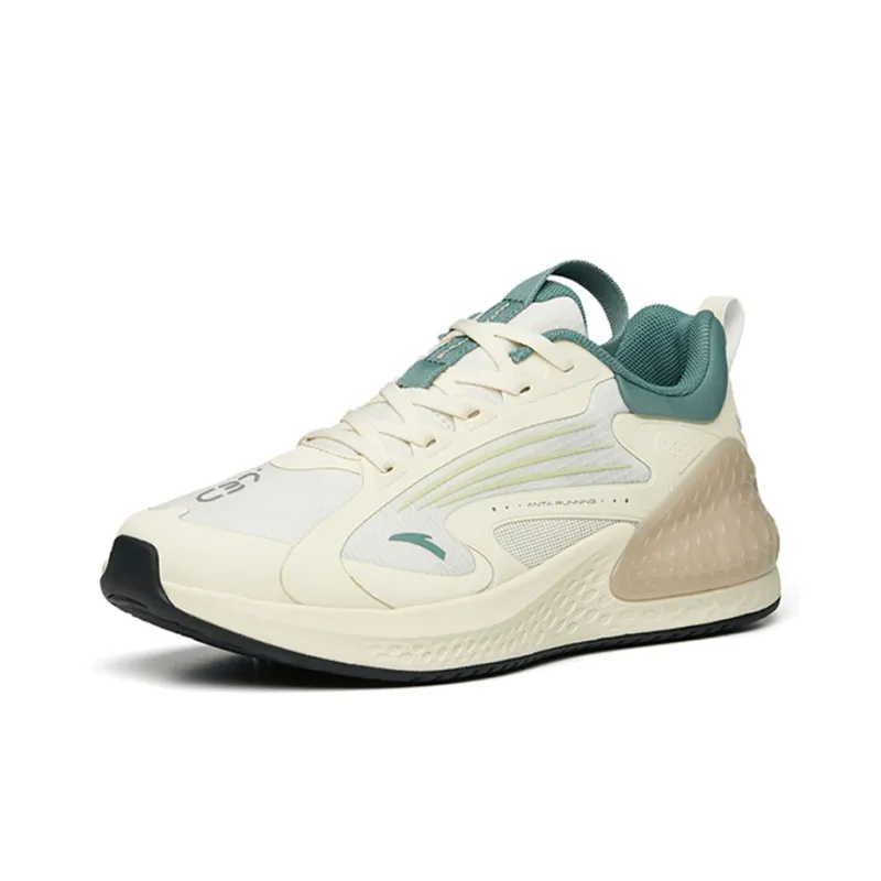 Anta C37+ Cushioned Anti Slip Wear Resistant Breathable Lightweight Low Top Casual Running Shoes Men's White Green-2