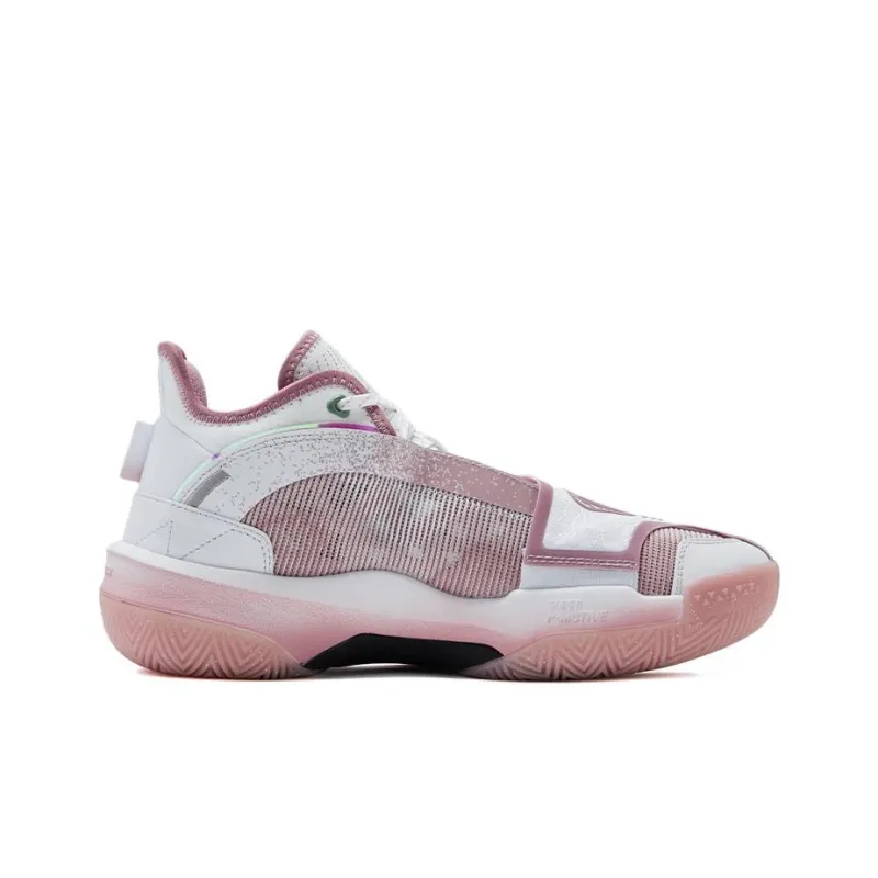 PEAK Cushioning Anti Slip And Wear Resistant Coverage Support Mid Top Basketball Shoes Men's Pink Purple-1