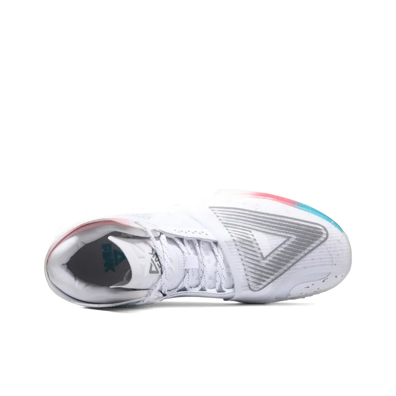 PEAK Taichi Ripple Triangle Anti Slip And Wear Resistant Breathable Mid Top Basketball Shoes Men's All White-4