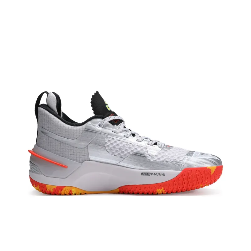 PEAK Flash 3 Through Durable Breathable Mid Top Basketball Shoes Men's Silver-2