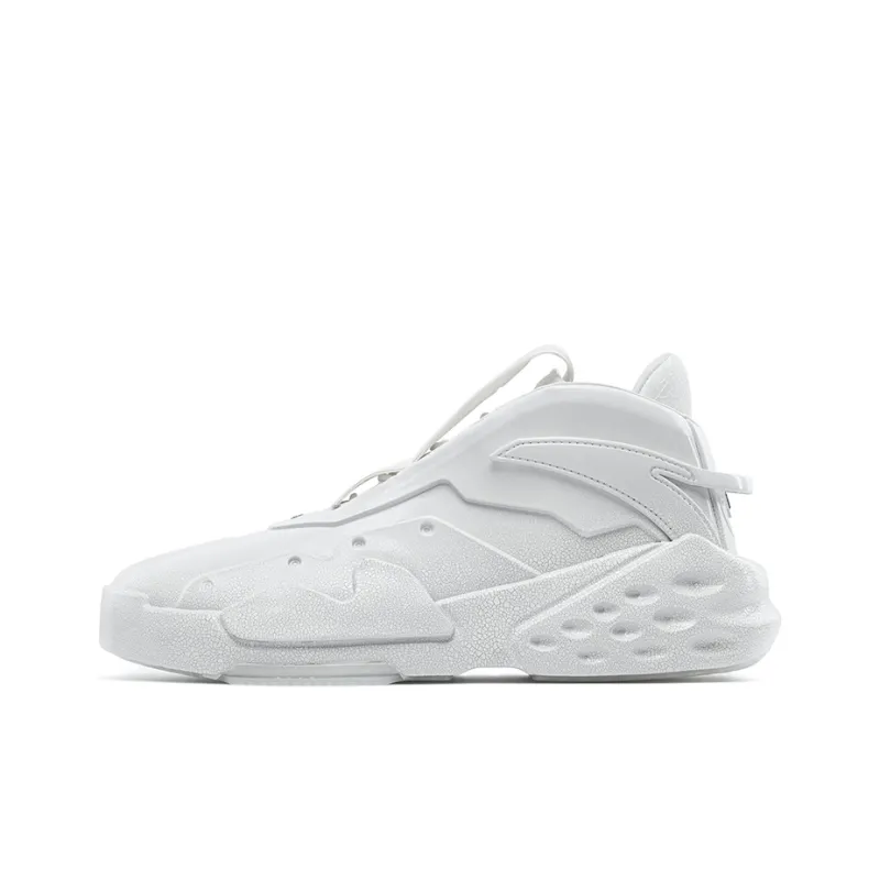 Anta Bastard Monologue Anti Slip Wear Resistant High Top Skateboard Shoes Men's White, Ru Kiln-0