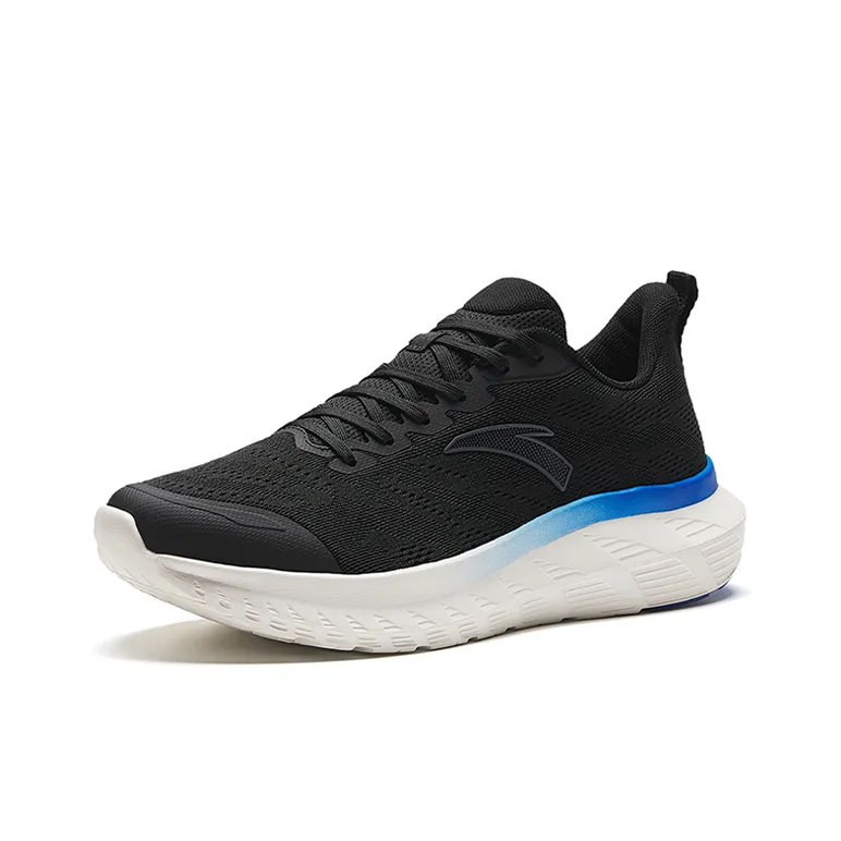 Anta Light Cloud Anti-Slip Wear-Resistant Low-Top Running Shoes Men's Black White-1