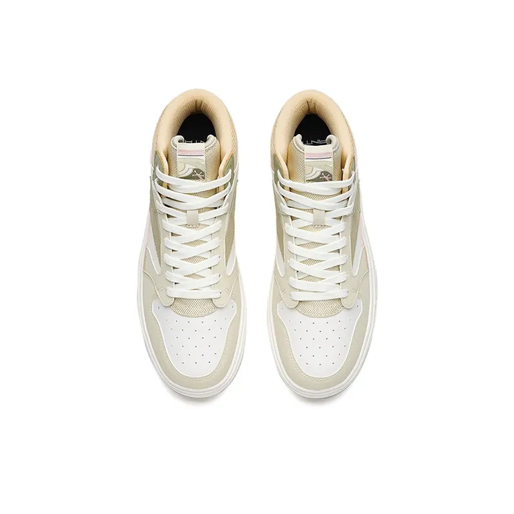 Anta Street Naughty High-Top Skateboard Shoes Women's White Yellow-3