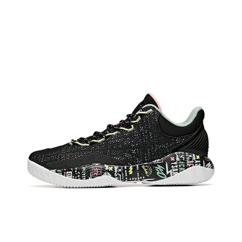Anta A shock Cushioning Anti Slip Wear Resistant Breathability Low Top Basketball Shoes Men's Black-0
