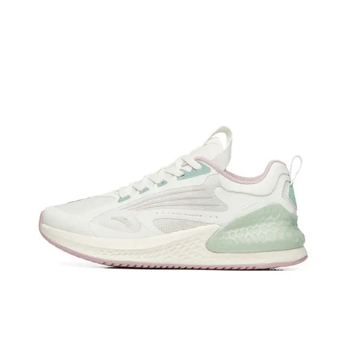 ANTA C37+ Running Shoes Women's Low-Top Ivory White/Lotus Grey/Bean Green