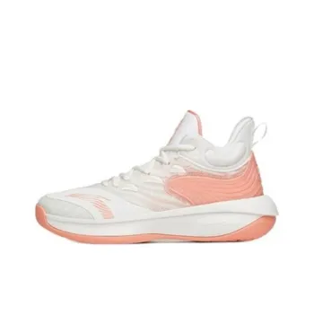 Anta Tiger Roar Cushioning Anti Slip And Wear Resistant Coverage Mid Top Performance Basketball Shoes Men's White Pink