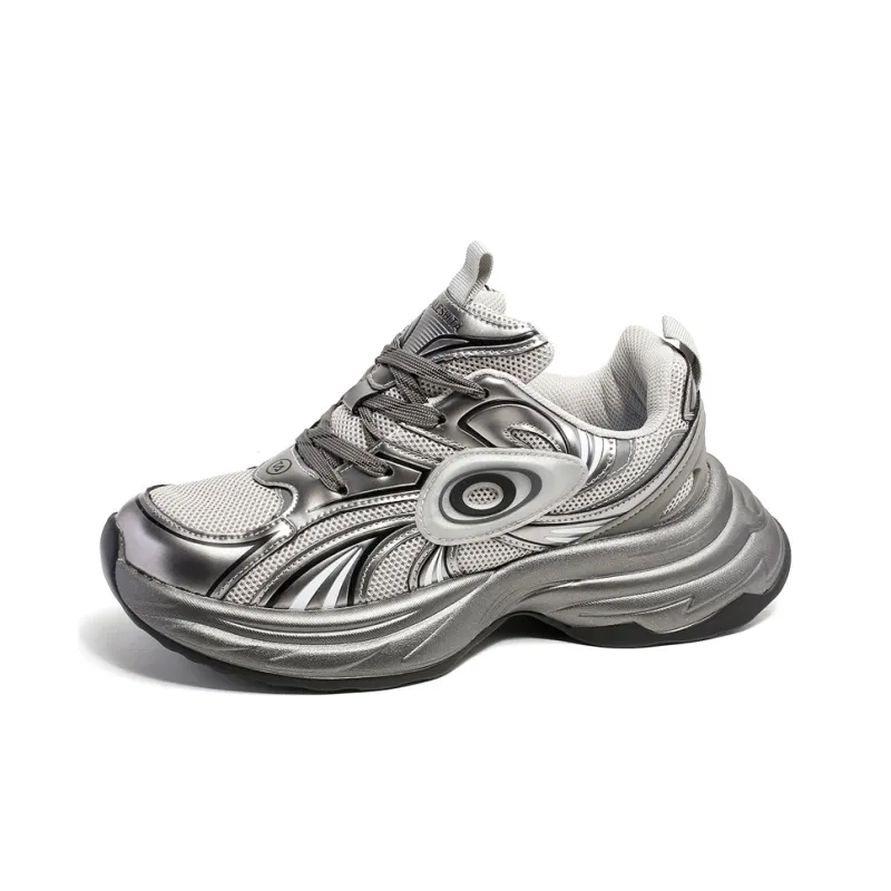 ZOIBBOE Anti Slip Wear Resistant Breathable Height Increasing Low Top Chunky Sneakers Unisex-7