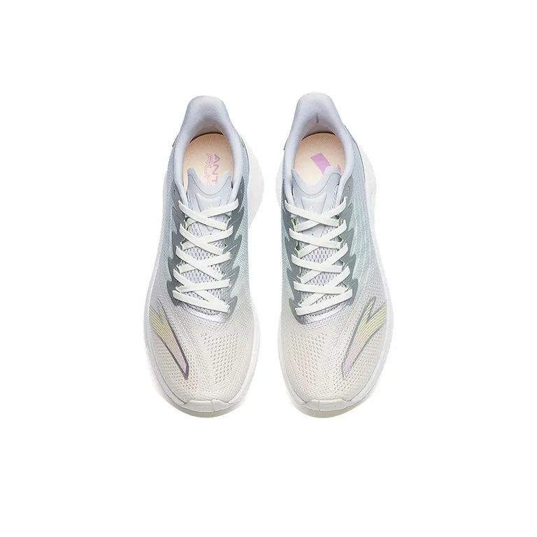 ANTA MACH 2.0 Running Shoes Women's Low Top Ivory White/Ice Pink/Fluorescent Glow In The Dark Green-2