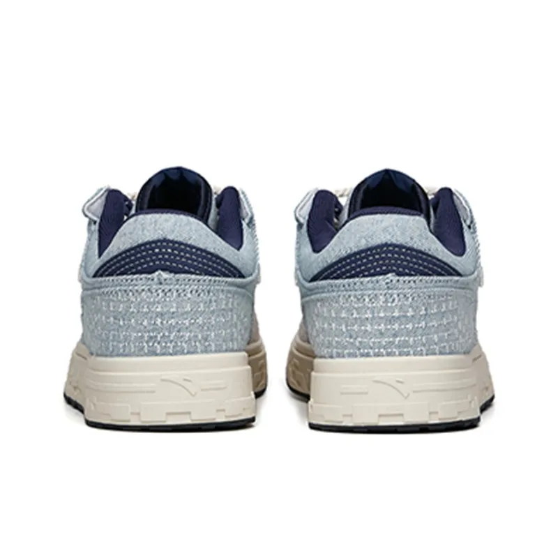 Anta Street Naughty Slip Resistant Cushioning Abrasion Resistant Low Top Skateboard Shoes Men's Gray Blue-4
