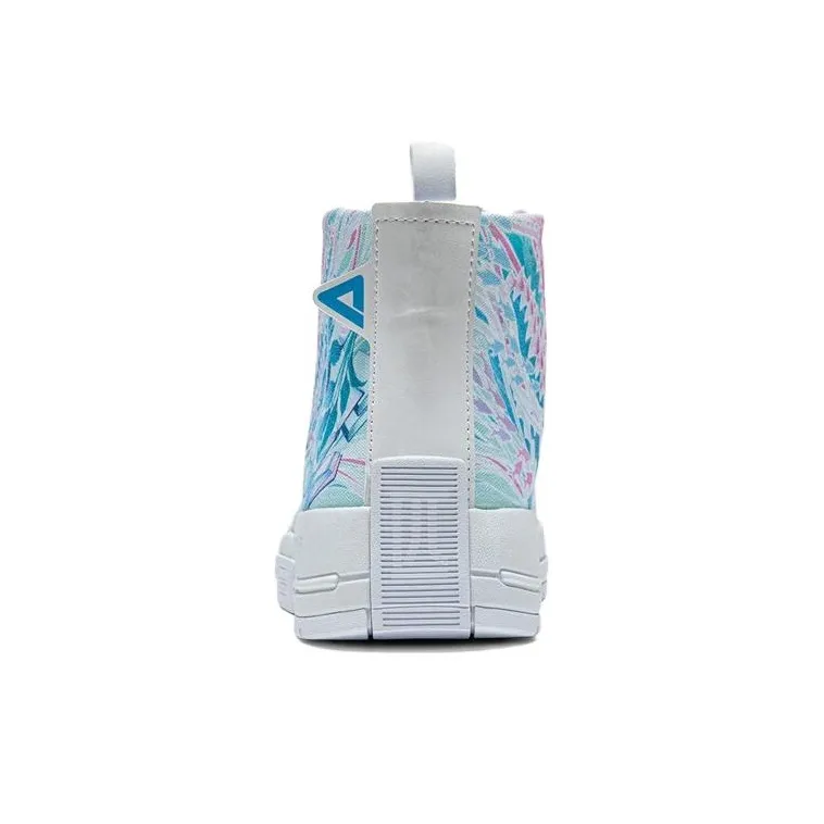 PEAK Deep Sea Swimming Anti Slip Wear Resistant High Top Skateboard Shoes Men's Blue White Pink-3