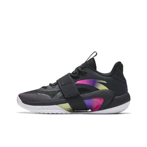 Anta Sanfenyu Lite Anti Slip Wear Resistant Mid Top Basketball Shoes Men's Black Purple