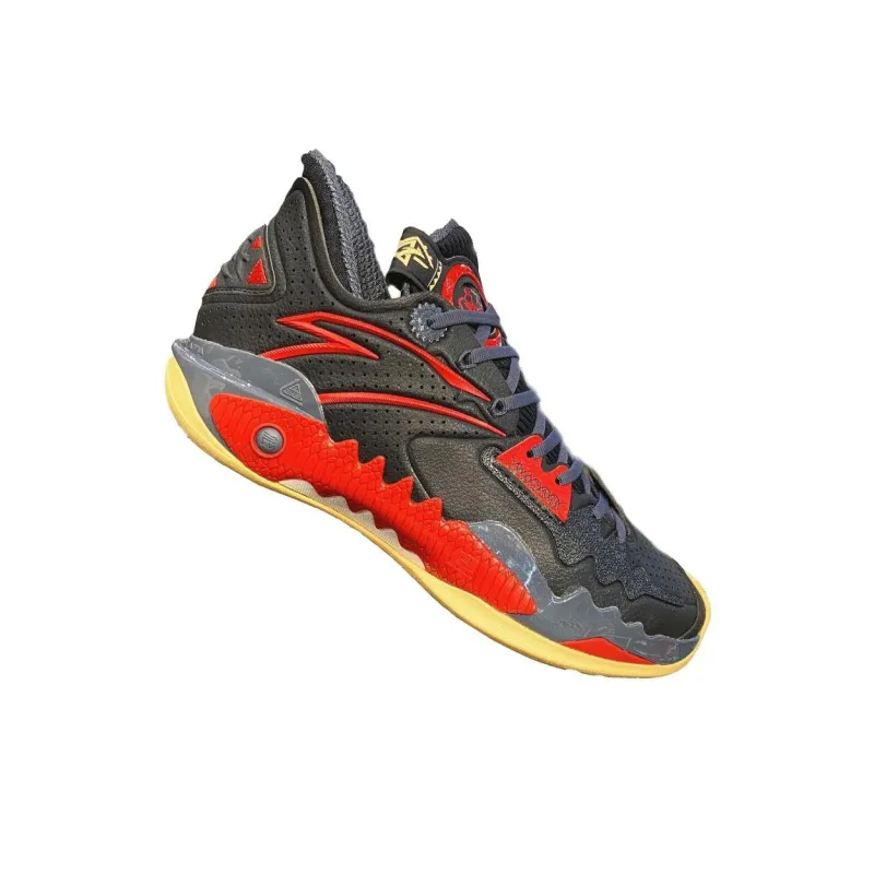 Anta Shock Wave 5 Cushioned Slip Resistant Low Top Basketball Shoes Men's Black University Red-2